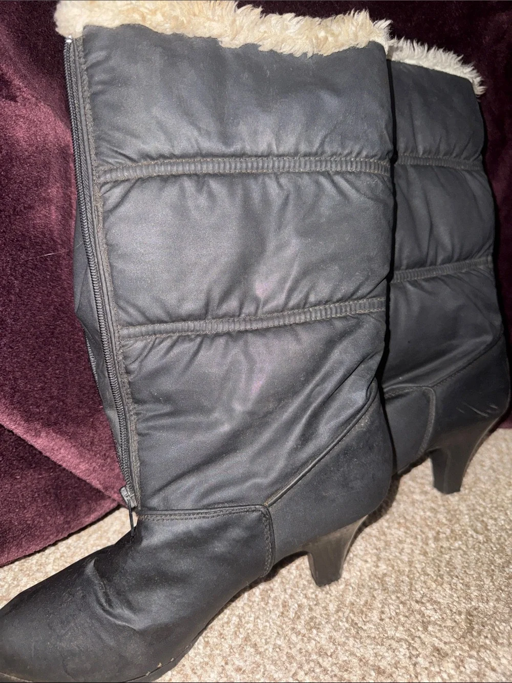 Size 9 Women's Black Faux-Fur Tall Winter Boots Rinaldo Rosselli